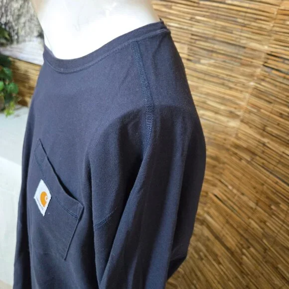 men's Carhartt Long Sleeve Pullover Shirt in Navy - Picture 5 of 8